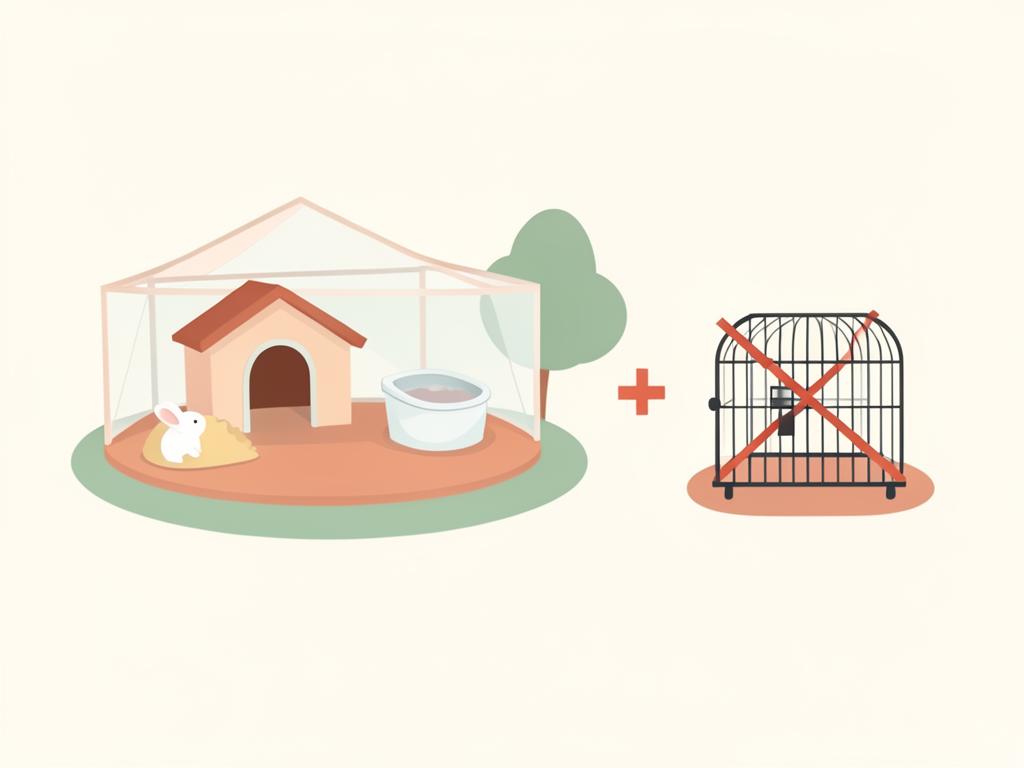 Illustration comparant un enclos spacieux à une cage