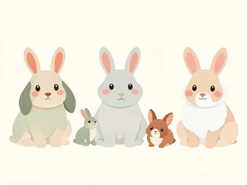 Illustration de plusieurs races de lapins de compagnie