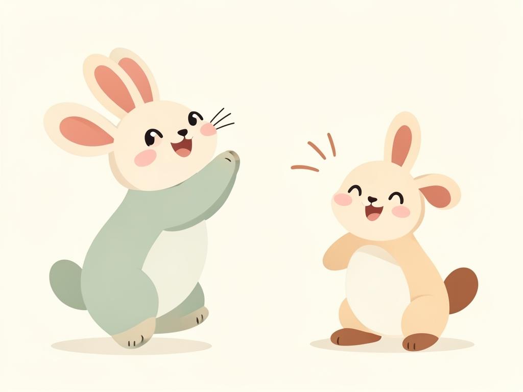Illustration de lapins joyeux exprimant leur langage corporel