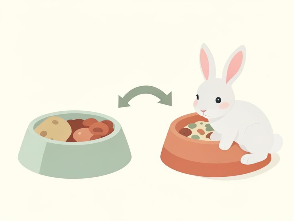 Illustration de deux gamelles montrant une transition alimentaire progressive