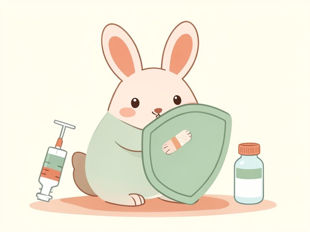 Illustration d'un lapin protégé par un bouclier avec un vaccin